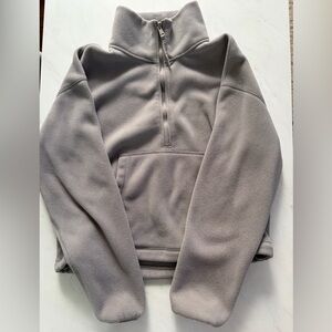 Abercrombie & Fitch Soft Fleece Quarter Zip - Light Grey